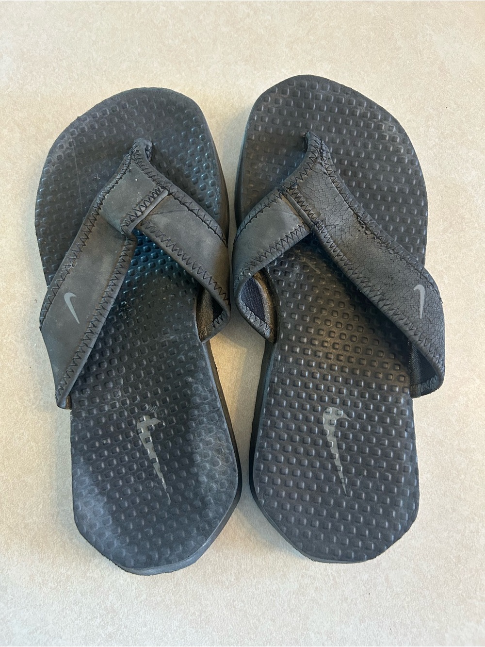 Nike Black Textured Foam Thong Sandals
